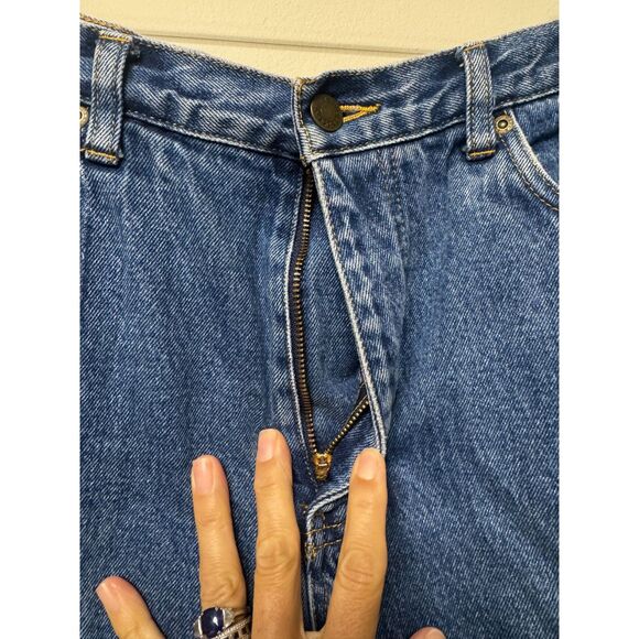 VTG - EDDIE BAUER Fleece Lined Jeans, Medium Wash, Zip Fly, Sz 35x32 - Picture 6 of 10